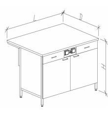 Стол-тумба большой с дверками с ящиками и розетками 1200/900 СТЛнб-М с/я.р.
