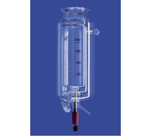 Реактор Lenz цилиндрический, LF100, 0,5 л, с термо и вакуумной рубашкой, со сливным клапаном, соединения KF15