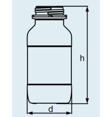 Бутыль DURAN Group 250 мл, GL45, квадратная, широкогорлая, без крышки и сливного кольца, коричневое силикатное стекло